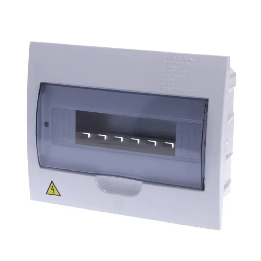 Tablero con Riel 12 Circuitos Fondo Metalico Empotrar - V8 12P