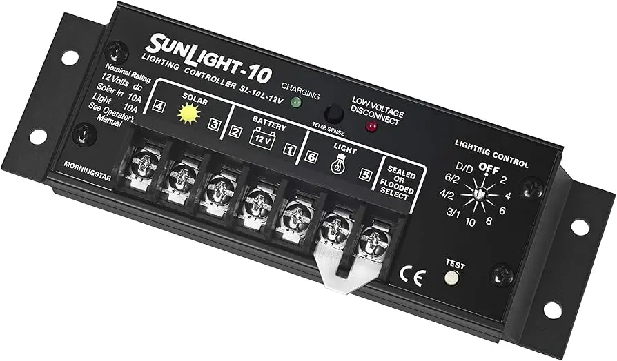 Controlador de carga SunLight-10 SL-10L-12V PWM 12VDC Voc: 30V Imax: 10A MORNINGSTAR