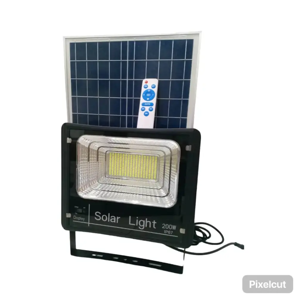 Faro Led 200W Con Panel Solar Y Bateria A Control Remoto