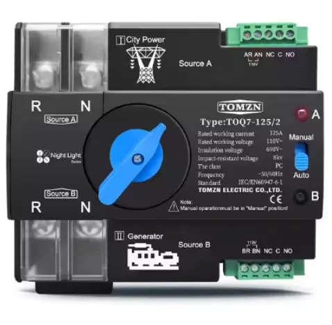 Transferencia Automática 2 Polos 125A Control 120V - ATS 2x125A