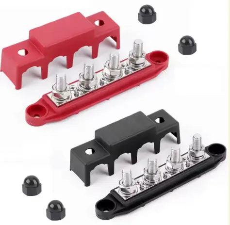 BusBar DC 250A (2 pcs, Negro + Rojo) Bornera para Baterias