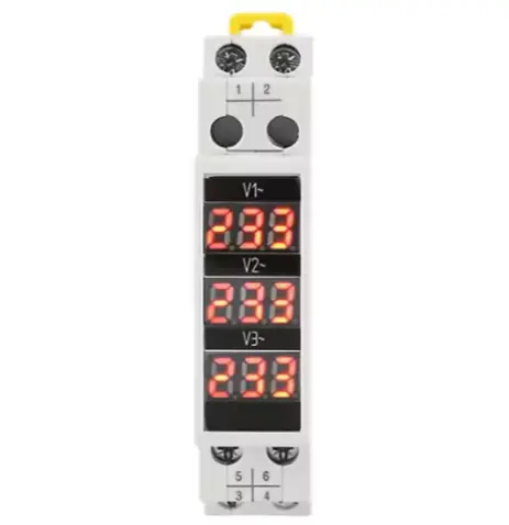 Indicador de Voltaje para Riel DIN Voltimetro triple - 500vac