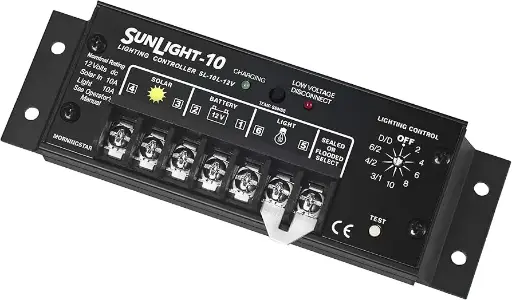 Controlador de carga SunLight-10 SL-10L-12V PWM 12VDC Voc: 30V Imax: 10A MORNINGSTAR