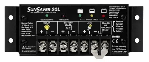 Controlador de carga SunSaver-20 SS-20L-12V PWM 12VDC Voc: 25V Imax: 20A MORNINGSTAR