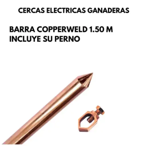 Barra copperweld 1.50m incluye su perno