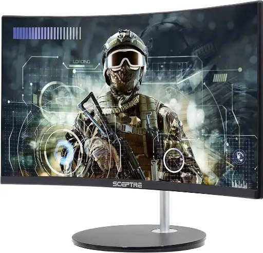 MONITOR SCEPTRE LED PROFESIONAL CURVADO DE 24 PULGADAS 75 HZ 1080P 98% SRGB HDMI VGA ALTAVOCES INTEGRADOS, COLOR NEGRO 