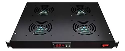 PANEL DE FAN COOLER PARA GABINETE RACK DE 19" CON TERMOSTATO X4 FAN 
